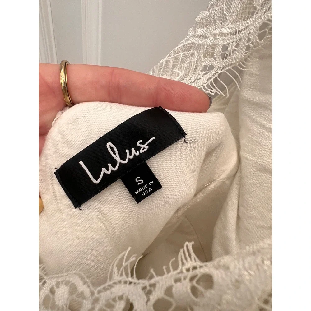 Lulus White Lace Back Halter Mini Dress Bodycon Bridal Cocktail Size S